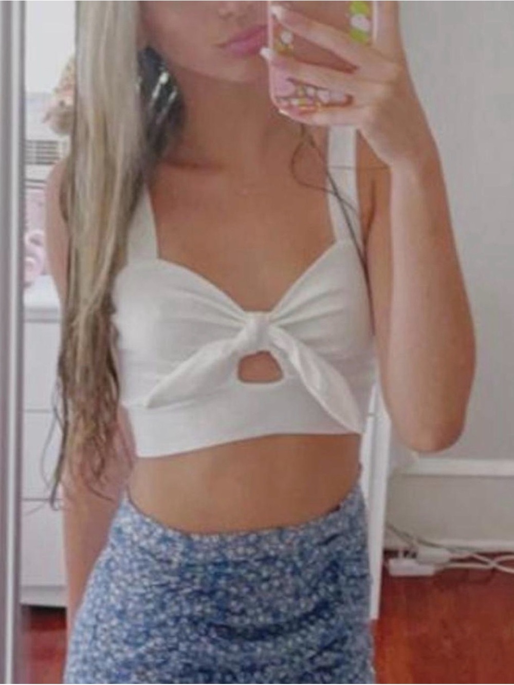 White Knot-Front Crop Top